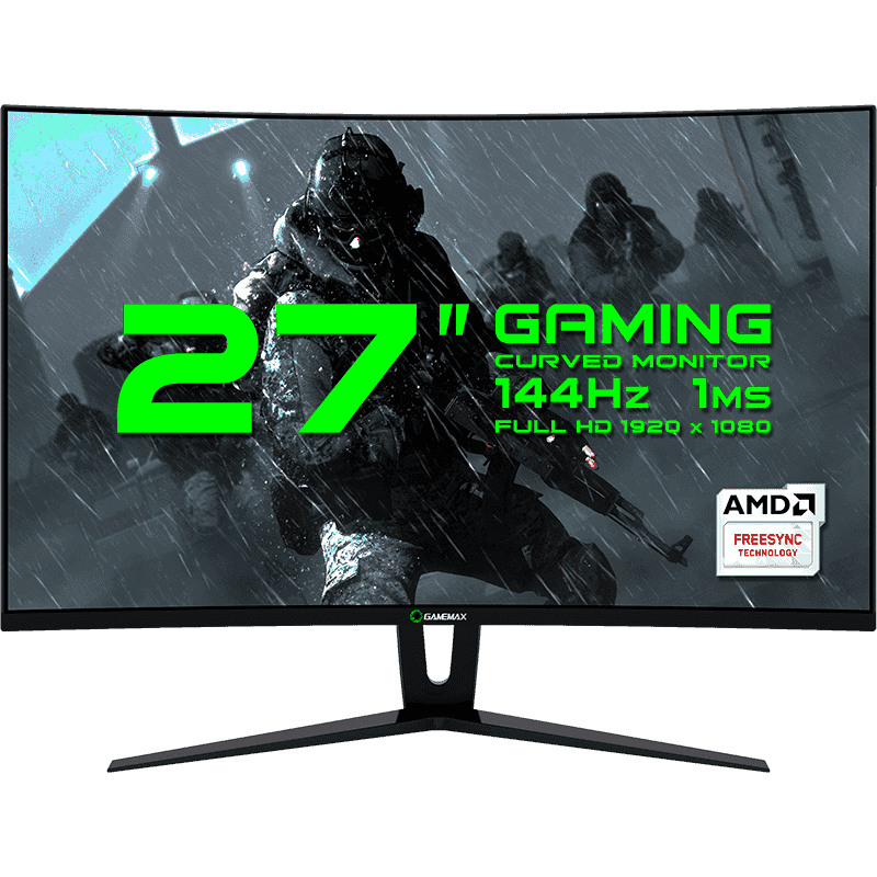 Monitor gamer gamemax curvo 27 pol led 144hz 1ms full hd gmx27c144 preto