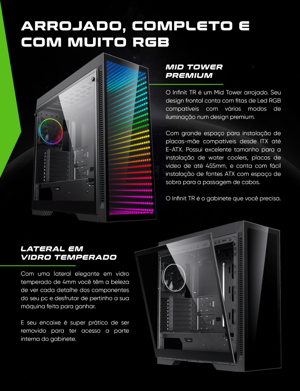 GABINETE GAMER INFINIT M908 RGB PRETO GAMEMAX, DCM INFO - Computadores e  Assistência Técnica