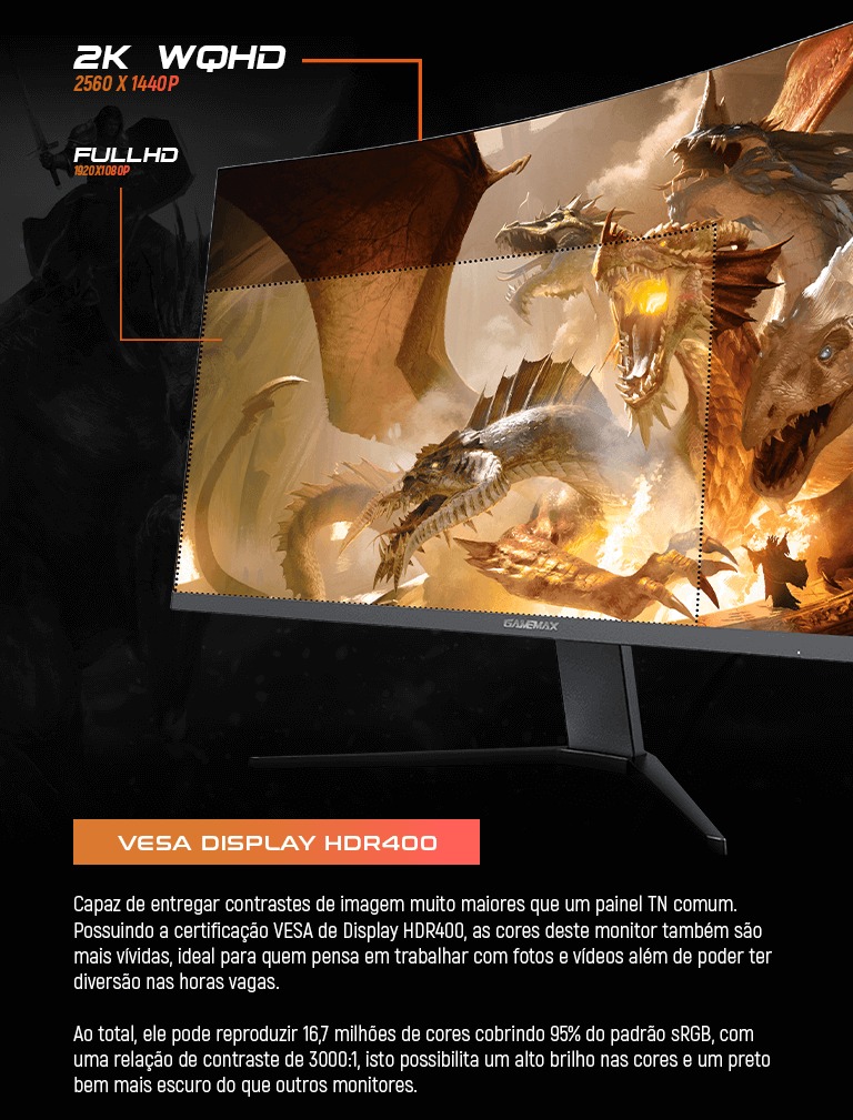 Monitor Gamemax 27 pol Led Black Tela Curva Gmx27c144 em Promoção na  Americanas