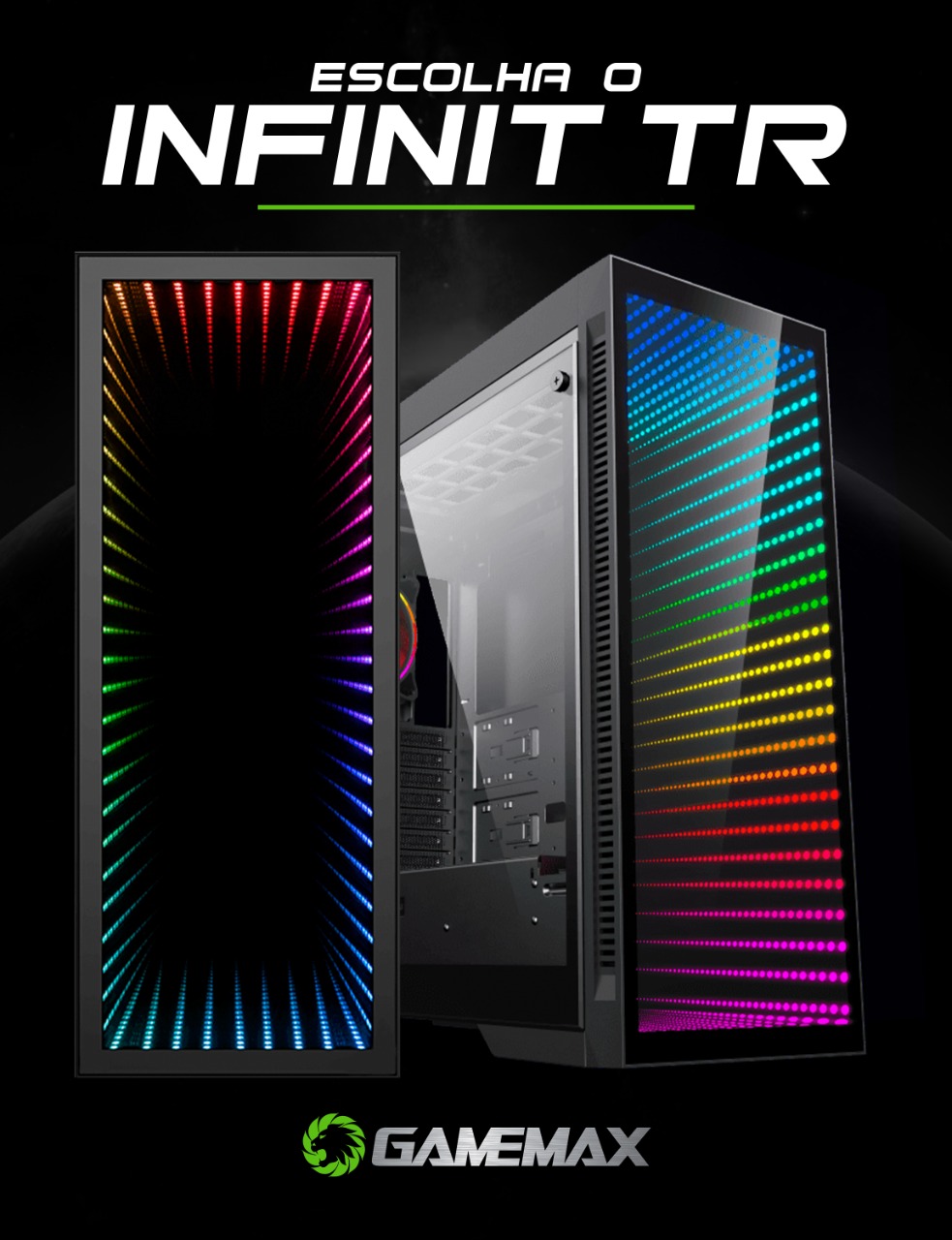 Gabinete Gamer Gamemax Infinit M908-TR, Full Tower, ARGB, ATX, Lateral e  Frontal em Vidro Temperado, 1x Cooler Fan RGB, Preto - M908-TR - Faz a Boa!