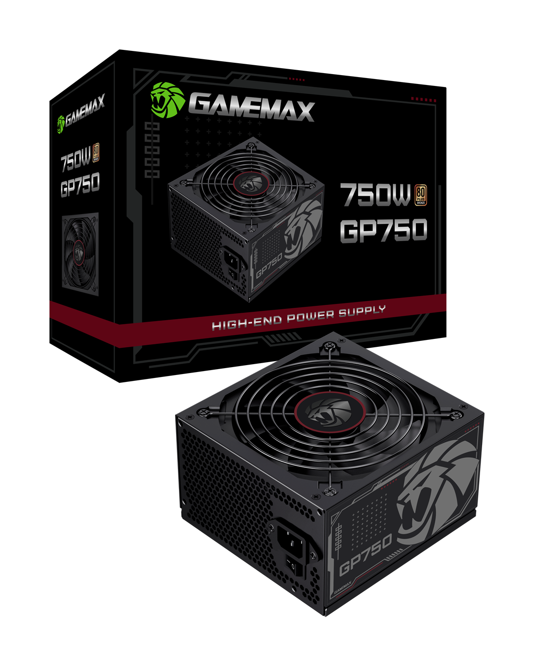 Fonte Gamemax GP750 vista da ventoinha 120 mm