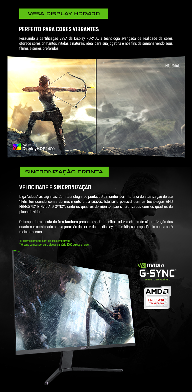 Gamemax - Monitor GAMEMAX 32 Preto Curvo 144Hz 1440P 1ms