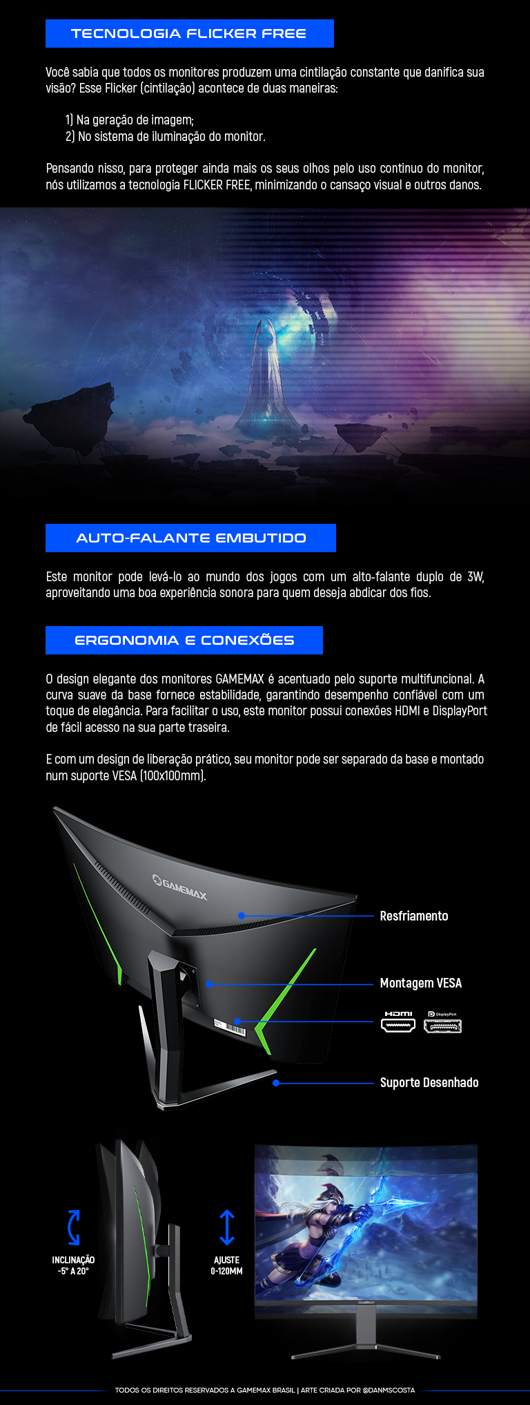 Monitor Gamer GAMEMAX 32 Preto LED Curvado 165Hz 1Ms WQHD 2560x1440  GMX32C165Q - CARAGUA INFORMATICA